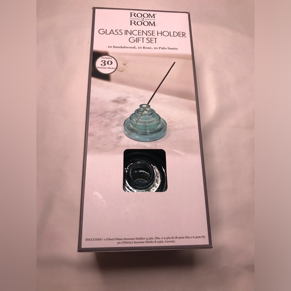 Room2Room Round Glass Incense Holder Gift Set With 30 Incense Sticks - Picture 2 of 5